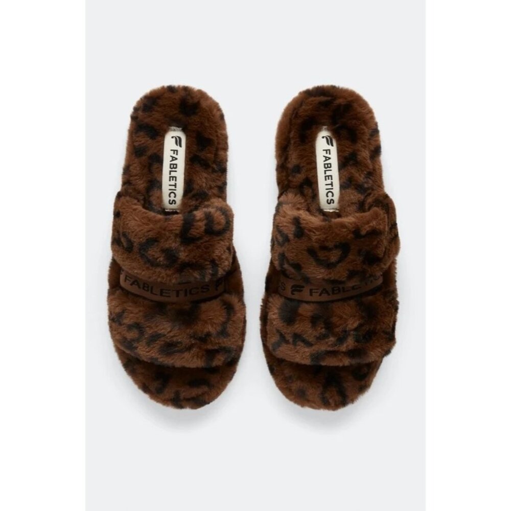 Fabletics Slippers Snug Strap Slipper Fuzzy Brown… - image 3